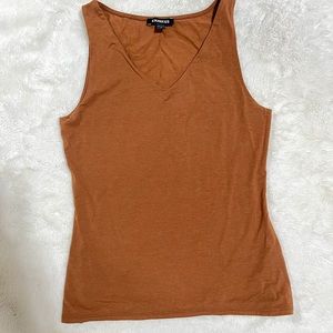 Express body contour double lined tank in camel/cognac color
